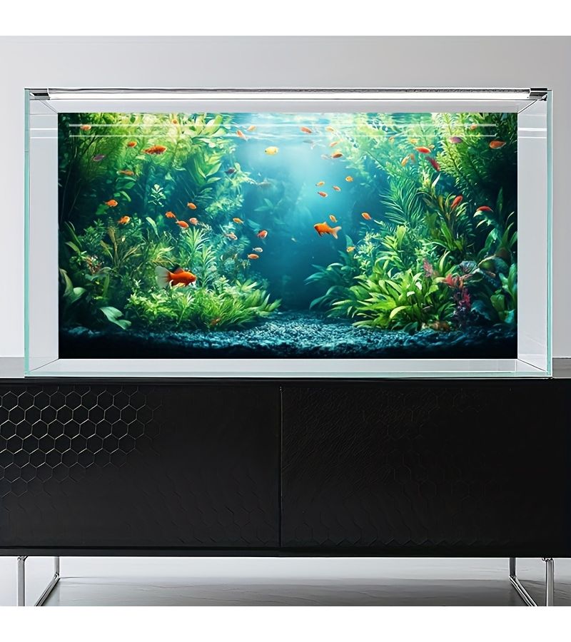1 Sheet 61x30cm Ocean Style Aquarium Background Sticker Self-Adhesive Fish Tank Mural With Vibrant Underwater Scene Durable Scratch Resistant Design UV Resistant Ideal For Aquatic Tanks Terrariums Home Office Living Room Balcony Decor - Image 5