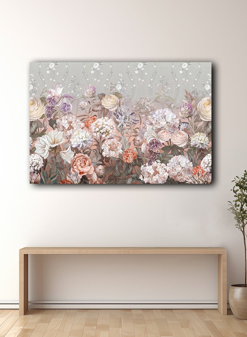 لوحة كانفاس على إطار خشبي بتصميم زهور ملونة - Image 1