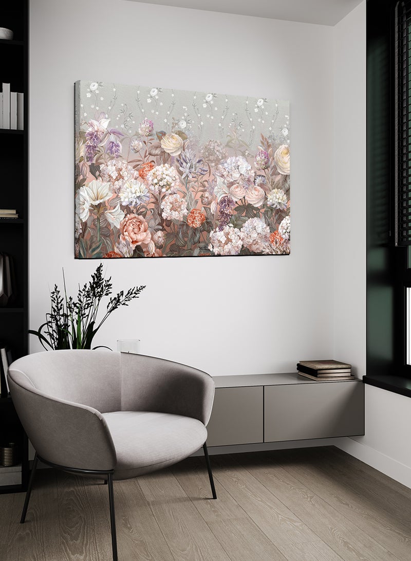 لوحة كانفاس على إطار خشبي بتصميم زهور ملونة - Image 3