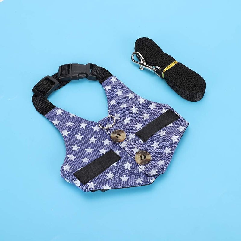 Adjustable Pet Harness Vest, Breathable Chest Strap Leash for Small Pets, Stars Dress S - Soft Cotton Cloth, Durable Comfort, Ideal for Rabbits and Hamsters (Star Dress S) - Image 4