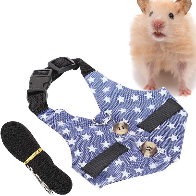 Adjustable Pet Harness Vest, Breathable Chest Strap Leash for Small Pets, Stars Dress S - Soft Cotton Cloth, Durable Comfort, Ideal for Rabbits and Hamsters (Star Dress S) - Image 2
