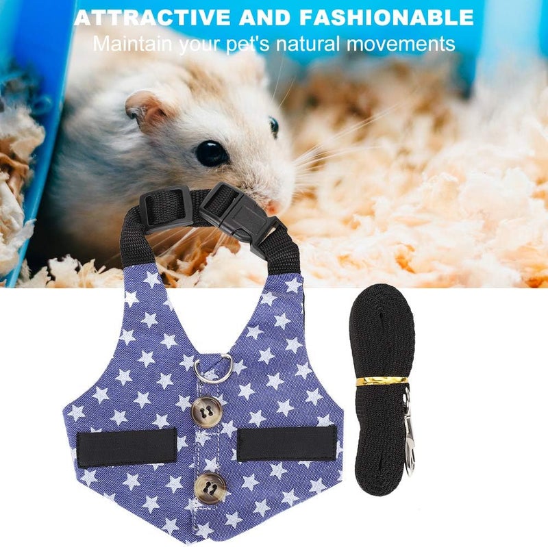 Adjustable Pet Harness Vest, Breathable Chest Strap Leash for Small Pets, Stars Dress S - Soft Cotton Cloth, Durable Comfort, Ideal for Rabbits and Hamsters (Star Dress S) - Image 3