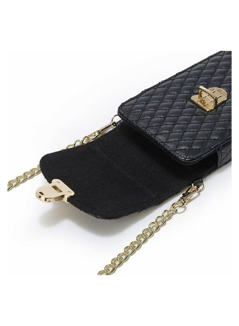 VILILY New Ladies Multifunctional Crossbody Vertical Mini Shoulder Bag/Mobile Phone Bag/Crocodile Pattern Coin Purse Black  - Image 4