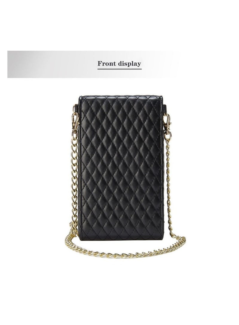 VILILY New Ladies Multifunctional Crossbody Vertical Mini Shoulder Bag/Mobile Phone Bag/Crocodile Pattern Coin Purse Black  - Image 5