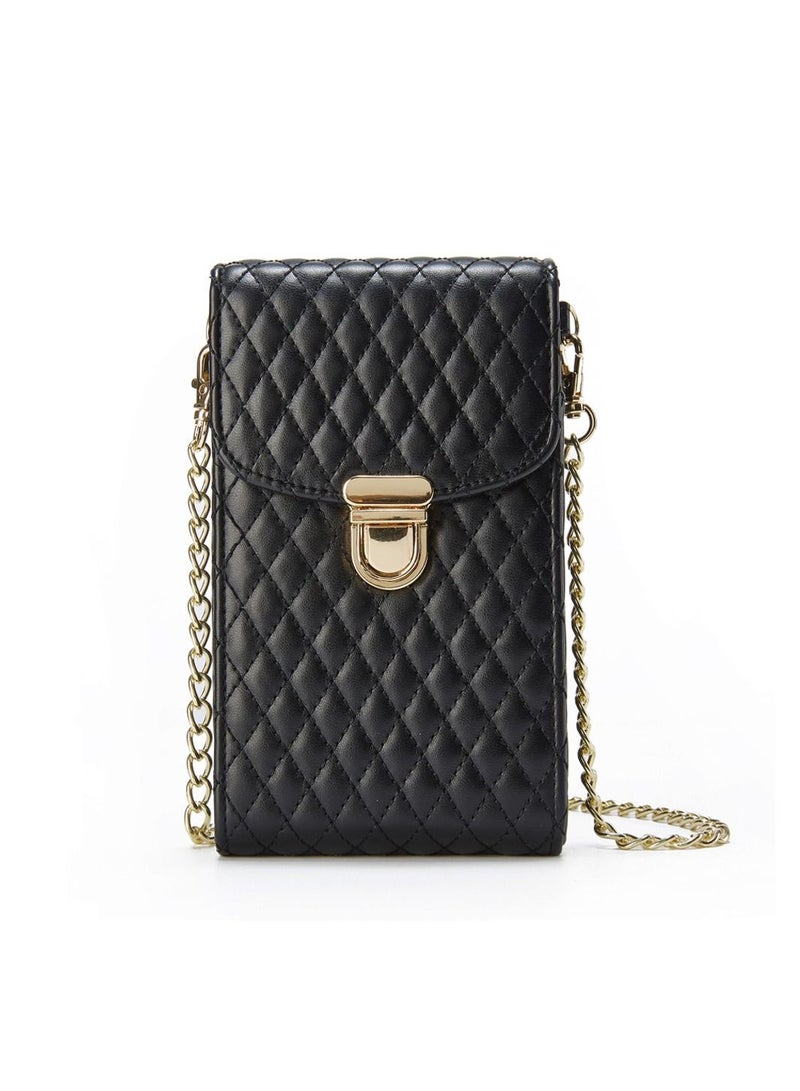 VILILY New Ladies Multifunctional Crossbody Vertical Mini Shoulder Bag/Mobile Phone Bag/Crocodile Pattern Coin Purse Black  - Image 1