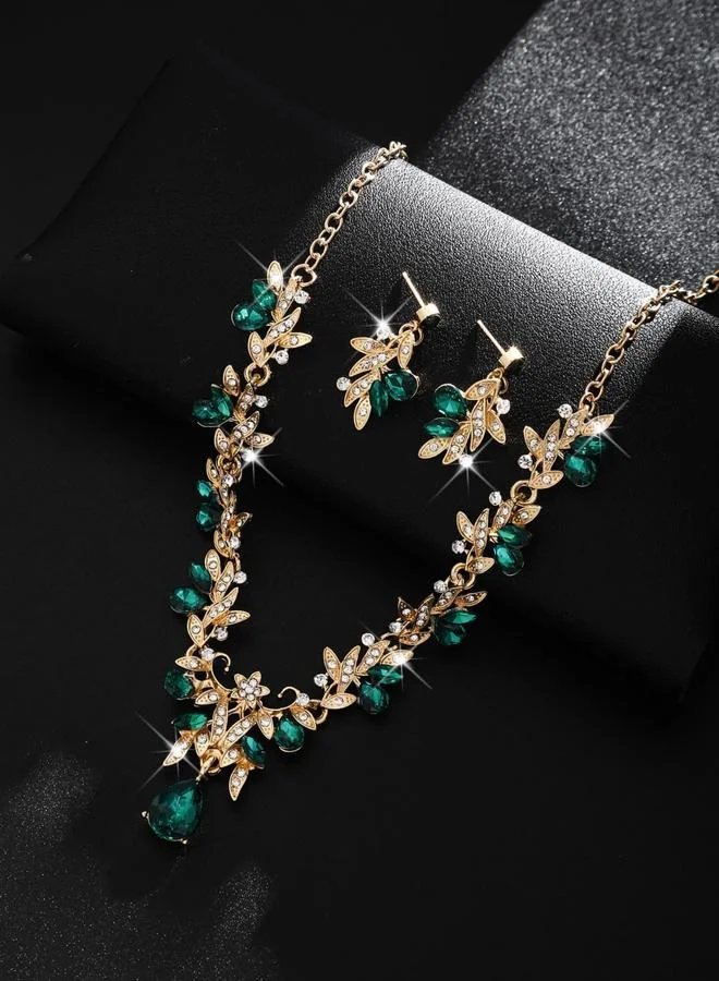 Take Two  2-Piece Embellished Rhinestone Drop Necklace and Earrings Jewelry Set for Women | Best Price UAE
