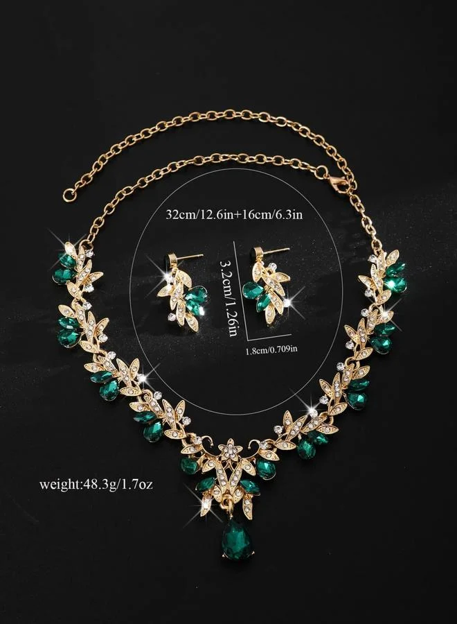 Take Two  2-Piece Embellished Rhinestone Drop Necklace and Earrings Jewelry Set for Women | Best Price UAE