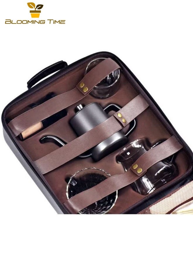 BLOOMING TIME Travel Camping Manual Coffee Set, Household Coffee Set, Drip Coffee Machine Set, Travel Coffee Set, Hand-Brewed Coffee Appliance Combination, Gift Box, Portable, With Filter To Treat Desert Fine Sand  - Image 1