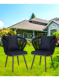 2-PieceSet of 2 Pieces Patio Rattan Garden Chairs, Dining Chairs, Outdoor Seating for Backyard, Poolside, Balcony Garden Dining Set Garden Furniture Balcony Set