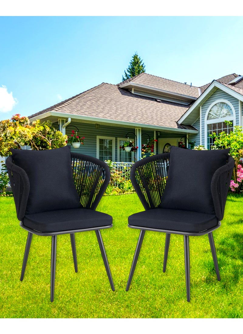 Generic - 2-PieceSet of 2 Pieces Patio Rattan Garden Chairs, Dining Chairs, Outdoor Seating for Backyard, Poolside, Balcony Garden Dining Set Garden Furniture Balcony Set - Image 1