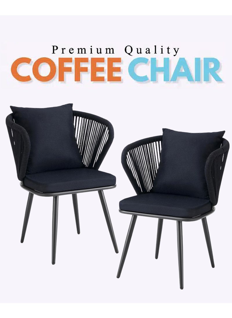 Generic - 2-PieceSet of 2 Pieces Patio Rattan Garden Chairs, Dining Chairs, Outdoor Seating for Backyard, Poolside, Balcony Garden Dining Set Garden Furniture Balcony Set - Image 1