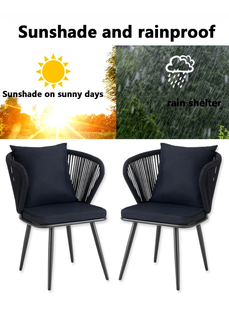 Generic - 2-PieceSet of 2 Pieces Patio Rattan Garden Chairs, Dining Chairs, Outdoor Seating for Backyard, Poolside, Balcony Garden Dining Set Garden Furniture Balcony Set - Image 1
