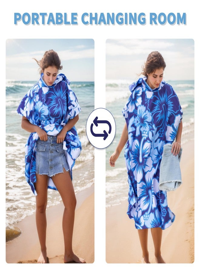 Tirrinia Surf Poncho Changing Towel, Lightweight Surf Hooded Beach Towel Quick Dry, Towel Hoodie for Surfing Swimming Diving Men Women Teens Gift Plum Blossom - Image 4