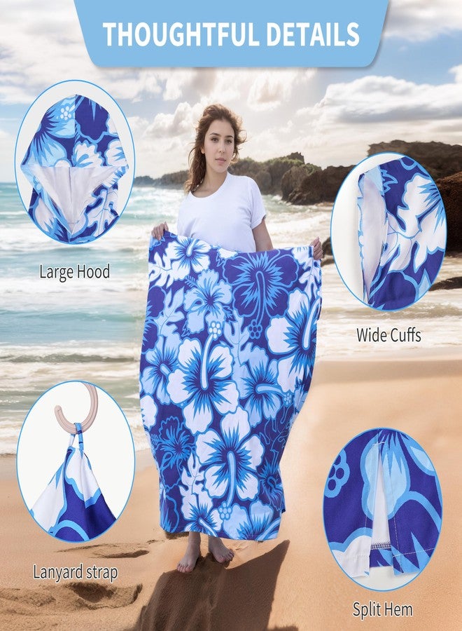 Tirrinia Surf Poncho Changing Towel, Lightweight Surf Hooded Beach Towel Quick Dry, Towel Hoodie for Surfing Swimming Diving Men Women Teens Gift Plum Blossom - Image 2