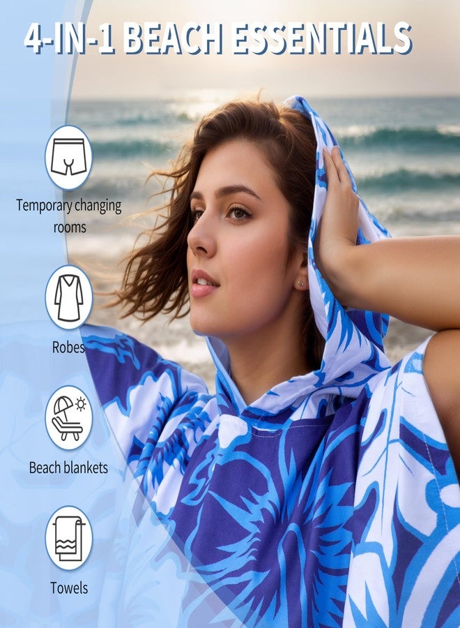 Tirrinia Surf Poncho Changing Towel, Lightweight Surf Hooded Beach Towel Quick Dry, Towel Hoodie for Surfing Swimming Diving Men Women Teens Gift Plum Blossom - Image 5