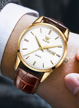 OLEVS TOP Brand Classic Quartz Watch for Men Waterproof Leather strap Calendar Sports Business Men 's Quartz Wrist Watch - view 4