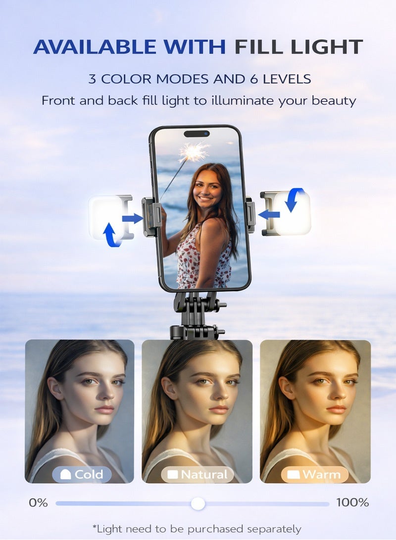 Bluetooth Selfie Stick Tripod with Remote, Extendable 67.24 inches(170.8cm), Foldable, 360° Rotation, Anti-Slip Tripod, Compatible with Phones & Action Cameras - Image 4