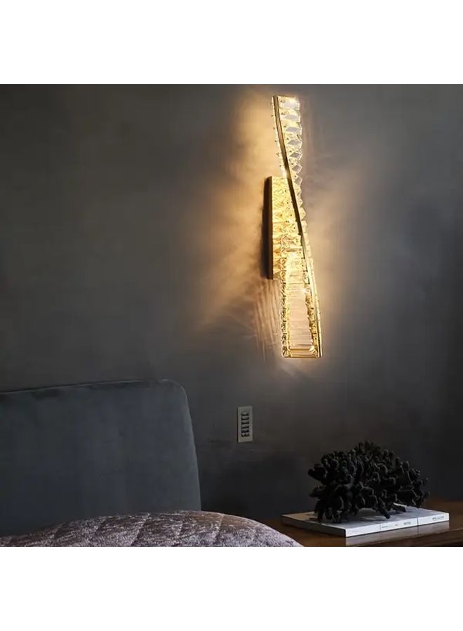 مصباح حائط كريستالي LED أسود حديث مع تحكم في تغيير اللون بثلاثة ألوان وتصميم حلزوني ذهبي، مناسب لغرفة المعيشة أو غرفة النوم أو الدراسة أو الممر، مع إطار معدني وتحكم بالمفتاح وإضاءة دافئة. - Image 5