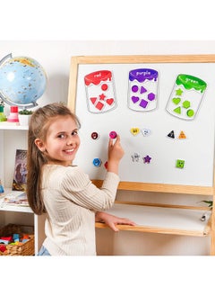 Simply magic Tic Color Sorting Set - Magnetic Shapes & Color Sorting Toys For Toddlers 1-3, Shapes & Color Sorting Magnets For Fridge, Whiteboard, Color Recognition Magnetic Sorting Set - Simply Magic  - Image 2