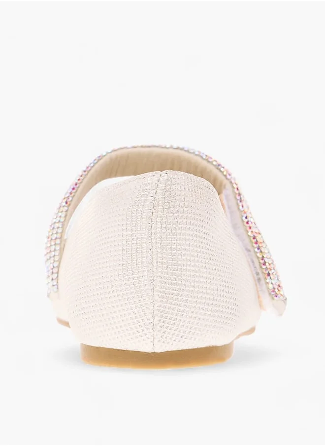 سيليست Girls Embellished Ballerina Shoes With Hook And Loop Closure