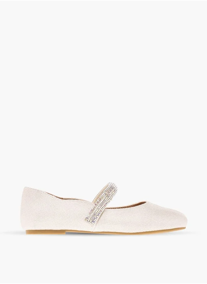سيليست Girls Embellished Ballerina Shoes With Hook And Loop Closure