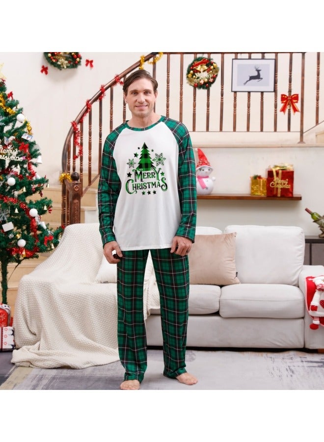 CCOVERY Matching Family Pajamas Sets Holiday Long Sleeve Festival Pajamas Round Neck Print Xmas Pjs Matching Set Casual Soft Home Sleepwear Loungewear - Image 2