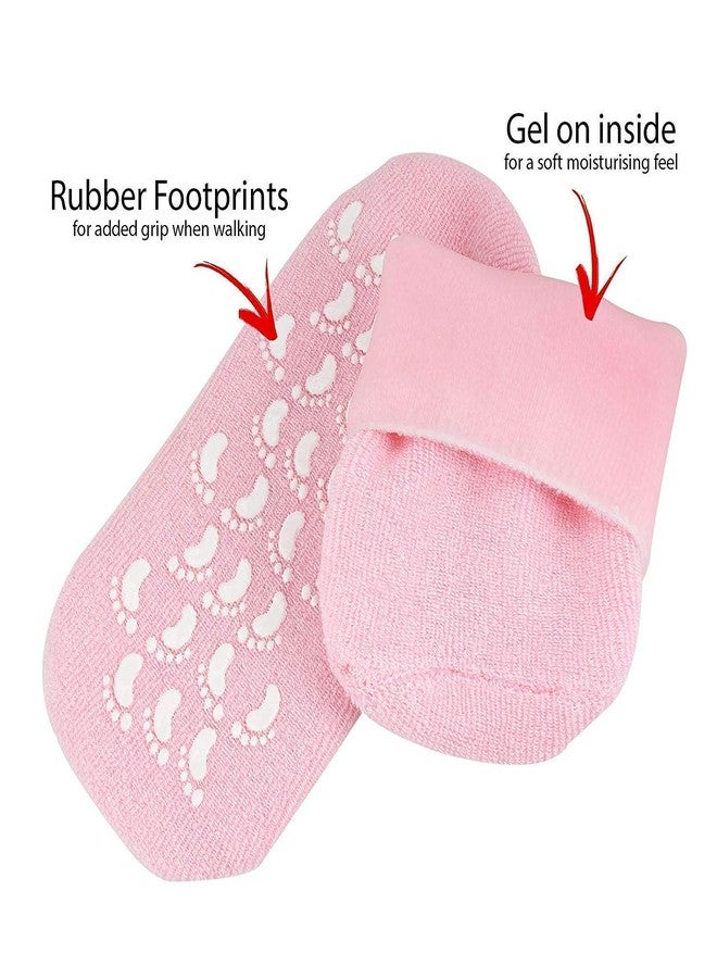 Selemi Silicon Socks Heel For Crack (1 Pair) Spa Gel Socks For Women & Men, With Moisturizing Natural Oil & Vitamin E Repair Dry Cracked (Spa Gel Socks) (Blue Or Pink) - Image 3