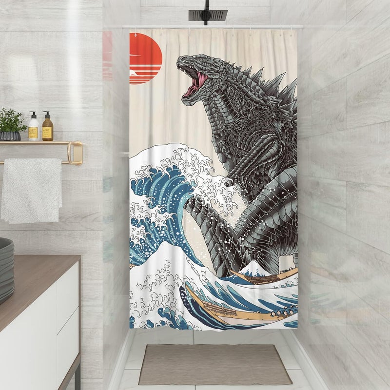 DESIHOM Funny Small Shower Stall Curtain Size 36" x 72", Cool Japanese Anime Monster Narrow Stand up Shower Curtains for Bathroom Decor Polyester Fabric Set - Image 3