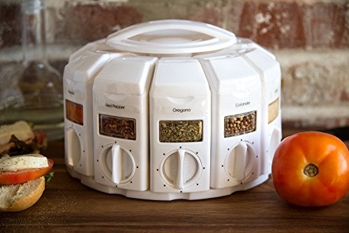 KitchenArt رف التوابل KitchenArt، رف التوابل الدوار مع قياس تلقائي، أبيض، 12 قسم - Image 2