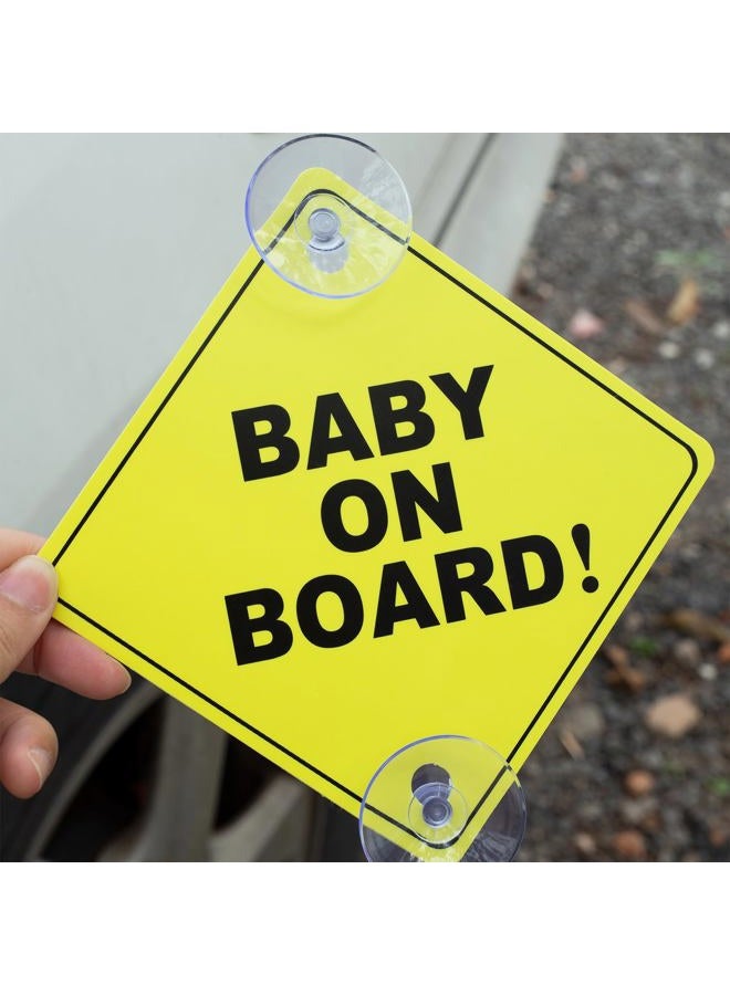 Auconda 2PCS Baby On Board Signs with Suction Cups, 5"x5" Reusable Baby Safety Warning Decal for Car Windows - Image 2