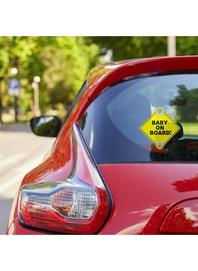 Auconda 2PCS Baby On Board Signs with Suction Cups, 5"x5" Reusable Baby Safety Warning Decal for Car Windows - Image 3