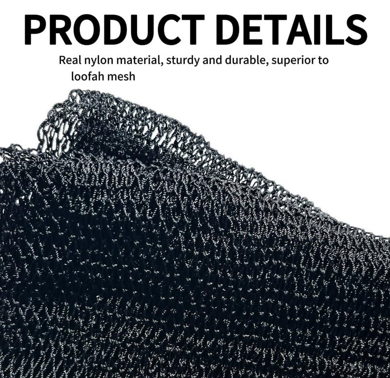 SPMKTBOZAI إسفنجة الشبكة الأفريقية الأصلية، إسفنجة التقشير الأفريقية الحقيقية مملوكة لأفارقة، إسفنجة الاستحمام الأفريقية، فرشاة ظهر، مقشر للجسم، ملحقات الاستحمام (أسود) - Image 2