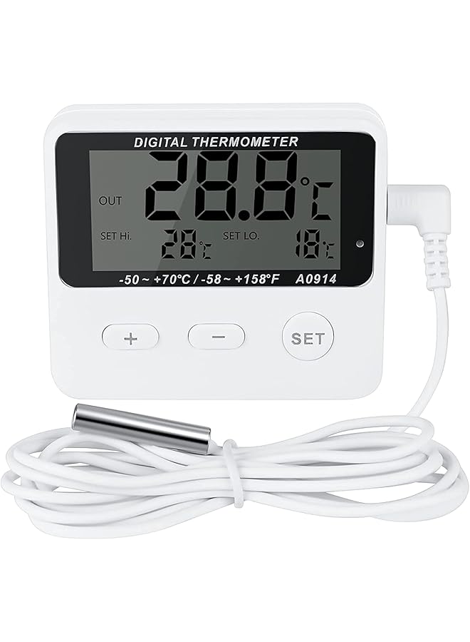 erorex Digital Wireless Fridge And Freezer Thermometer With Alarm Refrigerator Thermometer Digital Kitchen Fridge Lcd Display High And Low Temperature Alarm Extra Sensor 58°F +158° For Home Cafes - Image 1