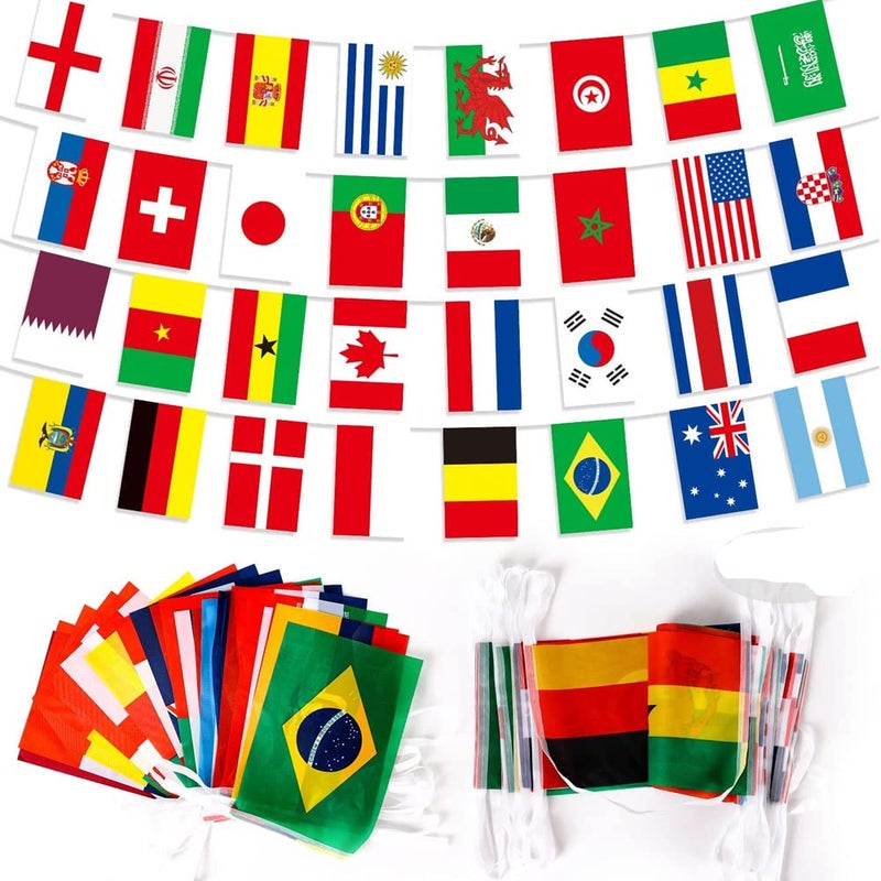 KSNOW 32 دولة سلسلة العلم 26ft International Bunting Banner 2022 لافتات علم كأس العالم لزينة حفلات البار الرياضي - Image 2