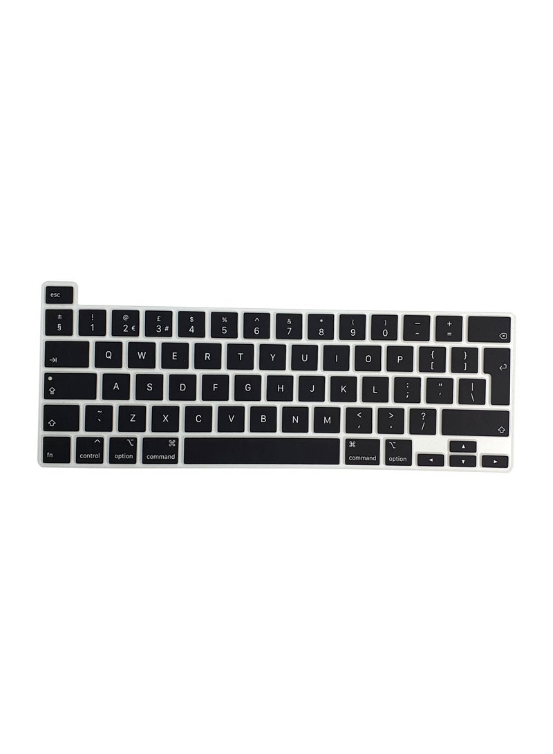 O Ozone Macbook Keyboard Skin for MacBook Pro 16 inch 13 inch M1 Silicone Cover 2019 2020 Compatible with A2338, A2289, A2251, A2141 UK Layout - Black - Image 1