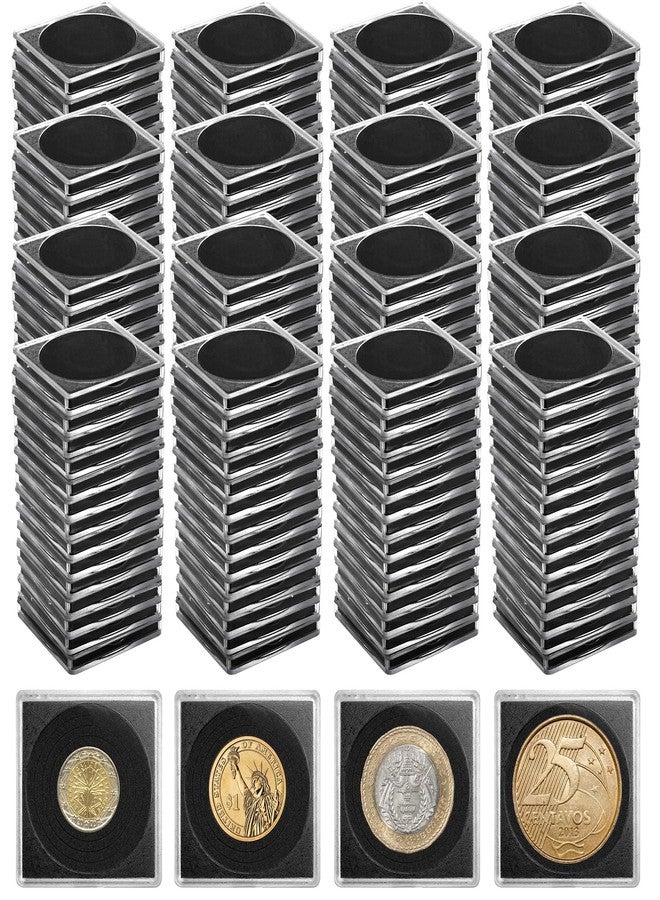 Axigundaone 100 Pcs Clear Coin Snap Holders, Silver Dollar Coin Cases with 8 Sizes Adjustable Black Gasket(0.7-1.6 inch), Square Coin Storage Box for Collectiors, Silver Dollar Protection - Image 1
