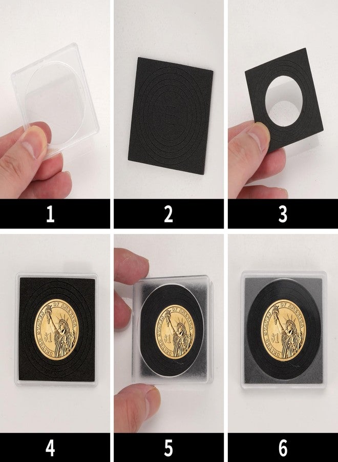 Axigundaone 100 Pcs Clear Coin Snap Holders, Silver Dollar Coin Cases with 8 Sizes Adjustable Black Gasket(0.7-1.6 inch), Square Coin Storage Box for Collectiors, Silver Dollar Protection - Image 4