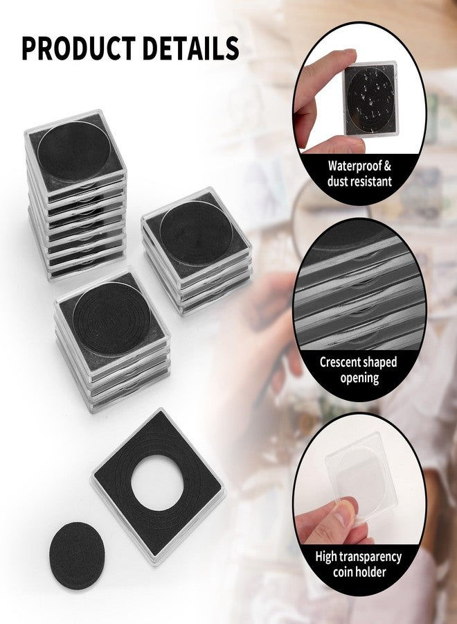Axigundaone 100 Pcs Clear Coin Snap Holders, Silver Dollar Coin Cases with 8 Sizes Adjustable Black Gasket(0.7-1.6 inch), Square Coin Storage Box for Collectiors, Silver Dollar Protection - Image 3