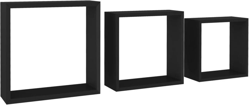 AsolBD FLOATING SHELVES WALL SQUARE CUBE FOR LIVING ROOM BEDROOM, BATHROOM, HOME AND KITCHEN STORAGE, DISPLAY SHELF MOUNTED STORAGE DURABLE STYLISH & VERSATILE SET OF 3 (Black, Large 25 CM) - Image 5