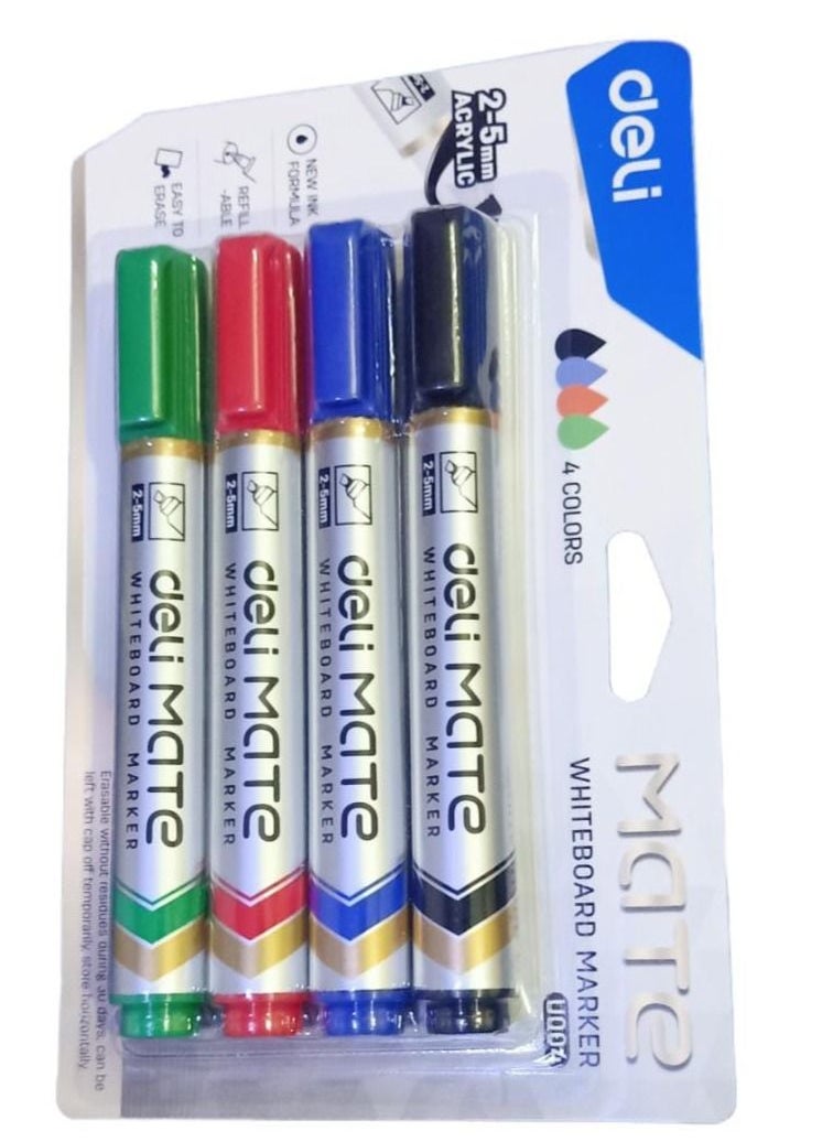 Deli 4-Piece  Whiteboard Markers Set Multicolour  - Image 1