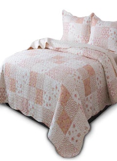KASENTEX KASENTEX Twin Quilt Set Lightweight Bedspread Coverlet(Pink Floral Patchwork, 86x68)  - Image 3