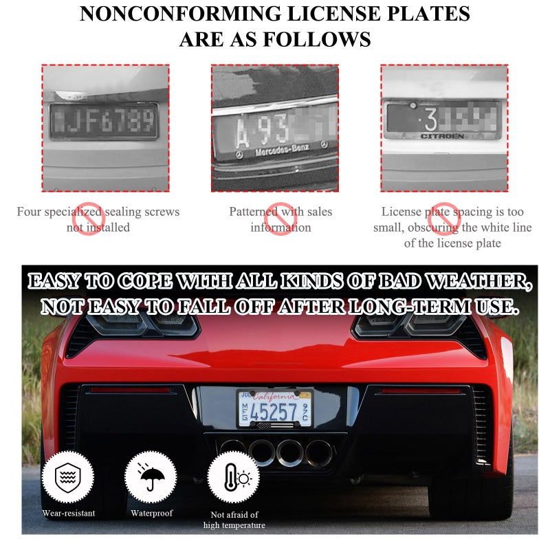 Gasedin 2 PCS Flag License Plate Frame, American Flag Patriotic Stainless Steel Auto Plate Cover, Vintage US Rust-Proof Vehicle License Plate Holder, Universal Car Accessories (Black) - Image 5