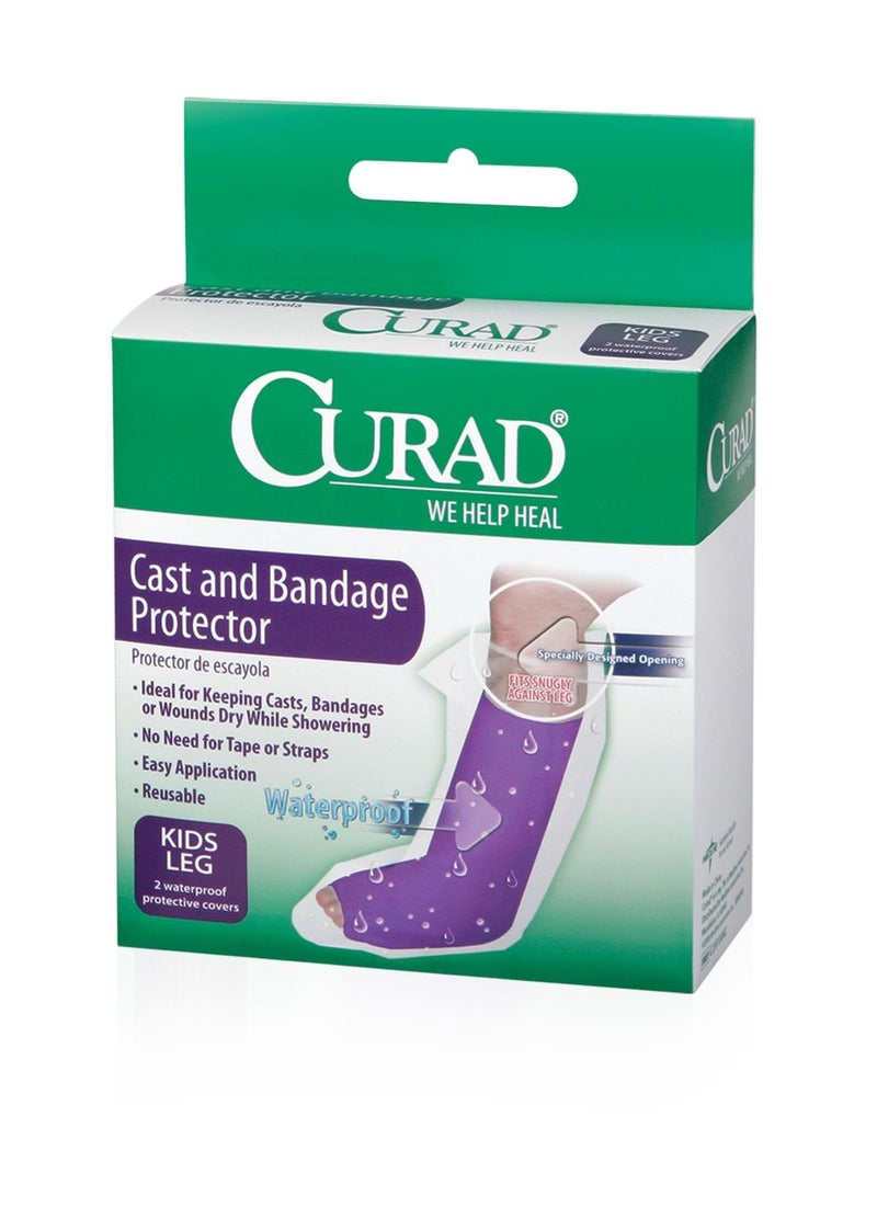 CURAD Child Leg Cast and Bandage Protectors, Water Resistant, Reusable, Ideal for Shower and Bath - Pack of 2 - Image 1