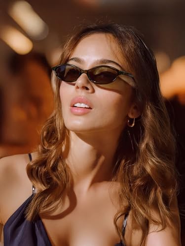 FEISEDY Retro Oval Cat Eye Sunglasses for Women 90s Narrow Lightweight Shades Y2k Trendy Sunnies B0257 - Image 2