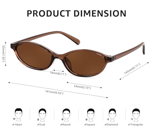 FEISEDY Retro Oval Cat Eye Sunglasses for Women 90s Narrow Lightweight Shades Y2k Trendy Sunnies B0257 - Image 5