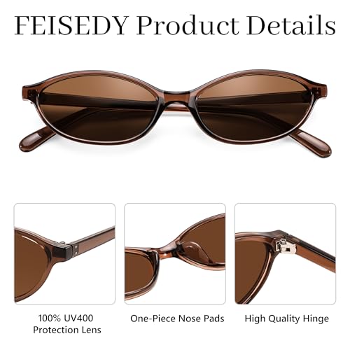 FEISEDY Retro Oval Cat Eye Sunglasses for Women 90s Narrow Lightweight Shades Y2k Trendy Sunnies B0257 - Image 4