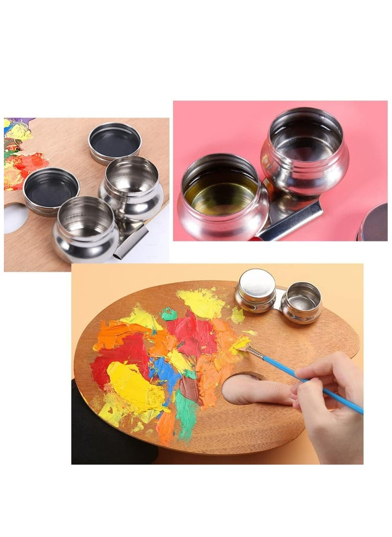 Oil Painting Palette Cup with Lid, Stainless Steel Double Dipper Design, Oil Paint Container Cups