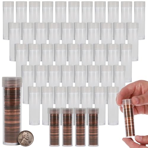 BCW Coin Tubes for US Pennies 50ct Holds Lincoln Penny Durable Plastic Tube Coin Holders Coin Collecting Supplies Penny Coin Tubes - Image 1