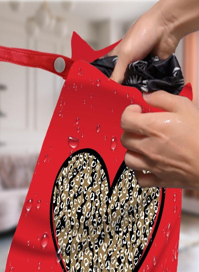 VBCVBGFH 4 Pack Leopard Heart Cute Leopard Wet Bag Waterproof Reusable Wet Dry Bag for Swimsuit Clothes Cloth Diaper Travel Pool Yoga Toiletries Travel Cruises Valentine Day Birthday Camping Beach Essentials - Image 2