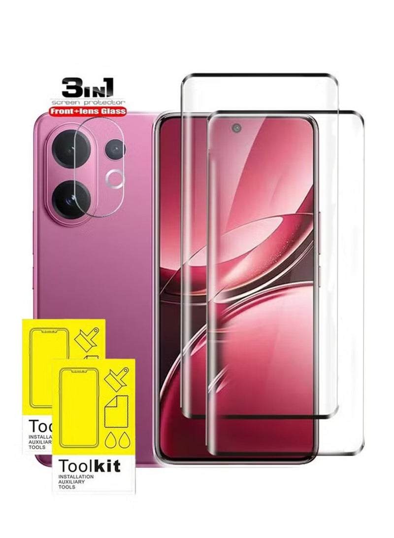 إكس ليفيل 3 في 1 حامي الشاشة لفيفو V60 ، 2 قطعة من الزجاج الأمامي و 1 قطعة من الكاميرا حامي عدسة ، مقاومة للخدش ، مكافحة بصمة الأصابع ، خالية من الفقاعة ، فيلم زجاج مقسوم 9H - Image 1